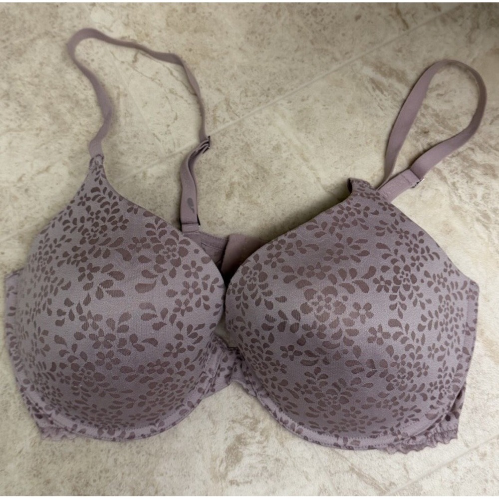 Adore Me Bra 38DD Purple Floral Lace T Shirt Bra Underwire Full Coverage